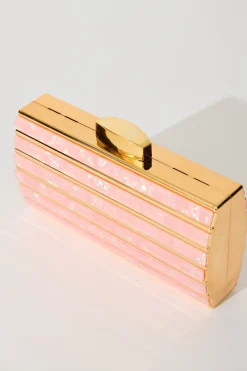 Clearance Gala Clutch Bag in Gold with Blush Acrylic Bags|Engagement Party