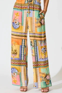 Outlet Galleria Pant in Multi Conversational Print Bottoms|Pants