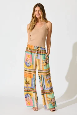 Outlet Galleria Pant in Multi Conversational Print Bottoms|Pants