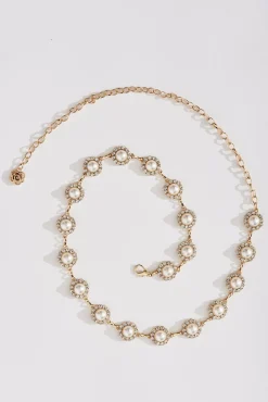 Best Gilda Pearl And Chain Belt In Gold Belts