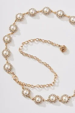 Best Gilda Pearl And Chain Belt In Gold Belts