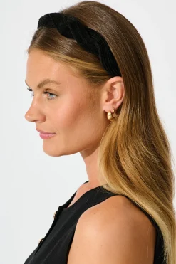 Discount Gina Braided Twist Headband in Black Corduroy Hair Accessories