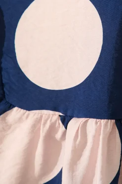 Discount Girona Top In Navy With Blush Spot Cotton Blend Tops|Casual