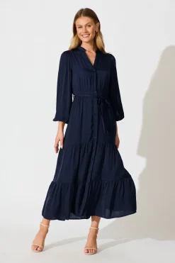 Online Glimmer Midi Dress in Navy Dresses|Party