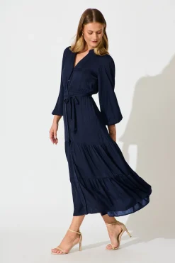 Online Glimmer Midi Dress in Navy Dresses|Party