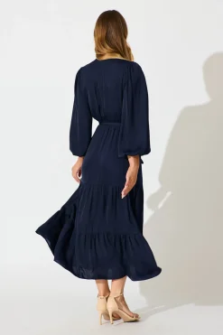 Online Glimmer Midi Dress in Navy Dresses|Party