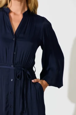 Online Glimmer Midi Dress in Navy Dresses|Party