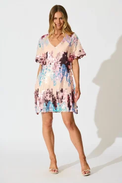 Best Glitter Siren Dress in Pink Multi Sequin Dresses|Party