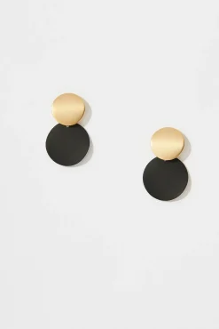 Clearance Gloria Earrings In Black With Gold Jewellery