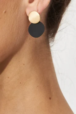 Clearance Gloria Earrings In Black With Gold Jewellery