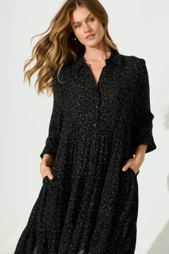 New Glorietta Smock Dress In Black Multi Speckle Dresses|Casual