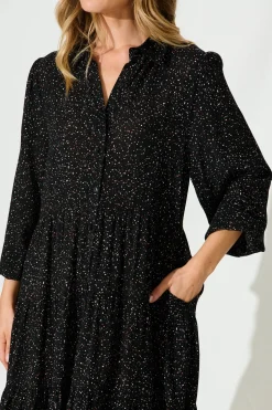New Glorietta Smock Dress In Black Multi Speckle Dresses|Casual