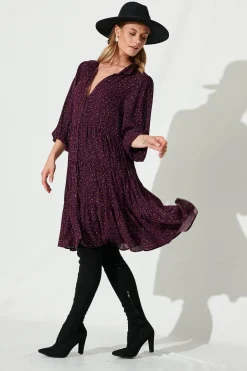 Clearance Glorietta Smock Dress In Plum Multi Speckle Dresses|Casual