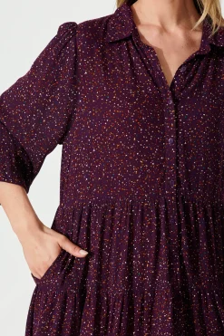 Clearance Glorietta Smock Dress In Plum Multi Speckle Dresses|Casual