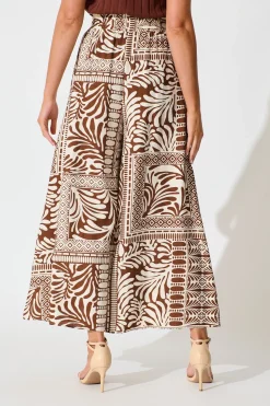 Best Goldie Wide Leg Pant in Chocolate and Cream Tile Print Bottoms