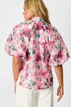 Discount Good love Shirt in Multi Pink Floral Organza Tops|Party & Occasion
