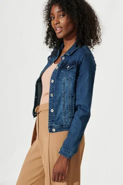 Clearance Gossip Denim Jacket In Dark Blue Wash Denim|Denim