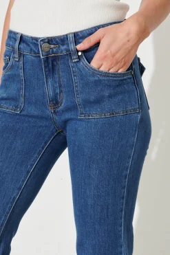 Discount Grande Mid Rise Straight Leg Jean In Mid Blue Denim Bottoms|Denim