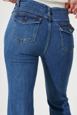 Discount Grande Mid Rise Straight Leg Jean In Mid Blue Denim Bottoms|Denim