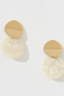 Fashion Grazia Earrings In White Pearlescent With Gold Jewellery|Wedding Guest