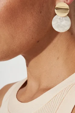 Fashion Grazia Earrings In White Pearlescent With Gold Jewellery|Wedding Guest