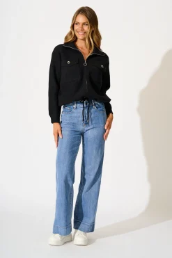 Best Hamptons Funnel Jacket in Black Wool Blend Outerwear|Outerwear