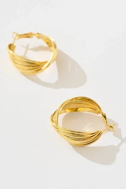 Best Hana Twisted Ridge Hoop Earrings in Gold Jewellery
