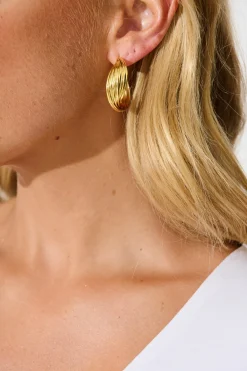 Best Hana Twisted Ridge Hoop Earrings in Gold Jewellery