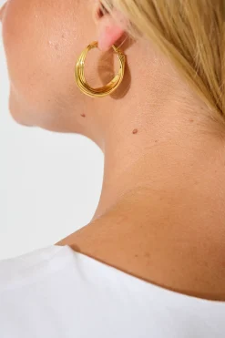 Best Hana Twisted Ridge Hoop Earrings in Gold Jewellery