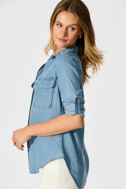 Fashion Harlow Shirt in Light Blue Chambray Tops|Casual