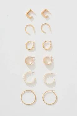 New Hattie Multi Hoop Earrings Pack in Gold Jewellery