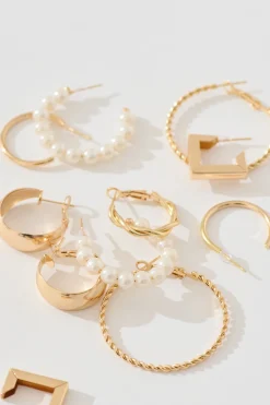 New Hattie Multi Hoop Earrings Pack in Gold Jewellery
