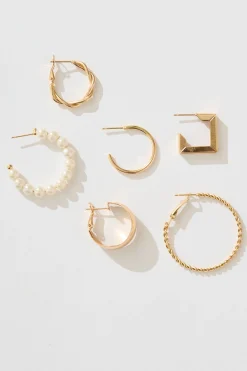 New Hattie Multi Hoop Earrings Pack in Gold Jewellery