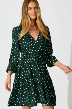 Outlet Have My Heart Dress in Emerald with White Speckle Dresses|Party
