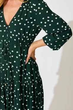 Outlet Have My Heart Dress in Emerald with White Speckle Dresses|Party