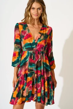Outlet Have My Heart Dress in Multi Watercolour Print Dresses|Party