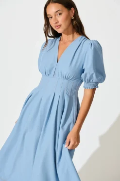 Hot Hazelina Midi Dress in Blue Dresses|Casual