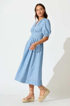 Hot Hazelina Midi Dress in Blue Dresses|Casual