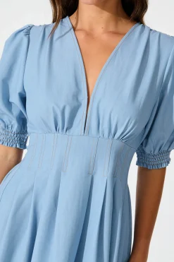 Hot Hazelina Midi Dress in Blue Dresses|Casual
