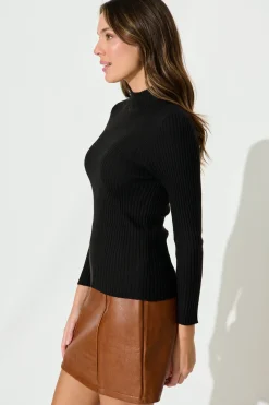 New Heather Knit Top In Black Tops|Knitwear