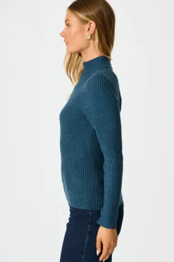 Outlet Heather Knit Top In Blue Tops