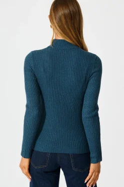 Outlet Heather Knit Top In Blue Tops