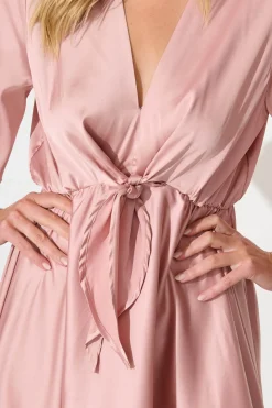 Best Helsinki Maxi Dress In Dusty Rose Satin Dresses|Party