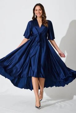 Online Helsinki Maxi Dress In Navy Satin Dresses|Party