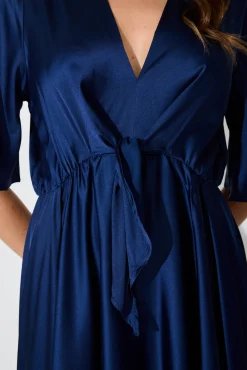Online Helsinki Maxi Dress In Navy Satin Dresses|Party