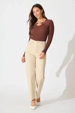 Fashion High Drama Knit Bodysuit in Chocolate Knitwear|Knitwear