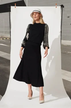 Outlet Honeycup Knit Skirt In Black Cotton Blend Bottoms|Skirts & Shorts