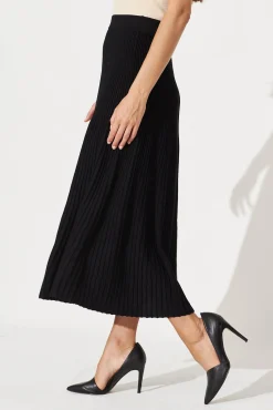 Outlet Honeycup Knit Skirt In Black Cotton Blend Bottoms|Skirts & Shorts