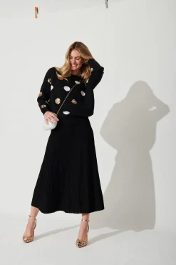 Outlet Honeycup Knit Skirt In Black Cotton Blend Bottoms|Skirts & Shorts