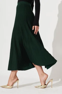 Sale Honeycup Knit Skirt In Emerald Green Cotton Blend Knitwear|Knitwear